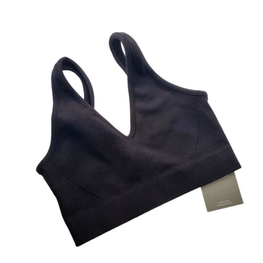 Everlane Black Stretchy‎ Ribbed Seamless Sports Bra Bralette XS/S NWT